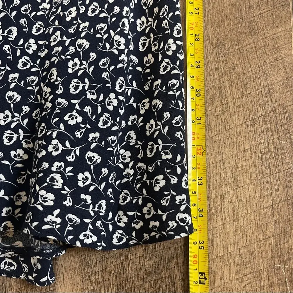 F&F Midi Navy Ivory Skirt Womens Size 12 Coquette Prairie Boho Soft Cottagecore
